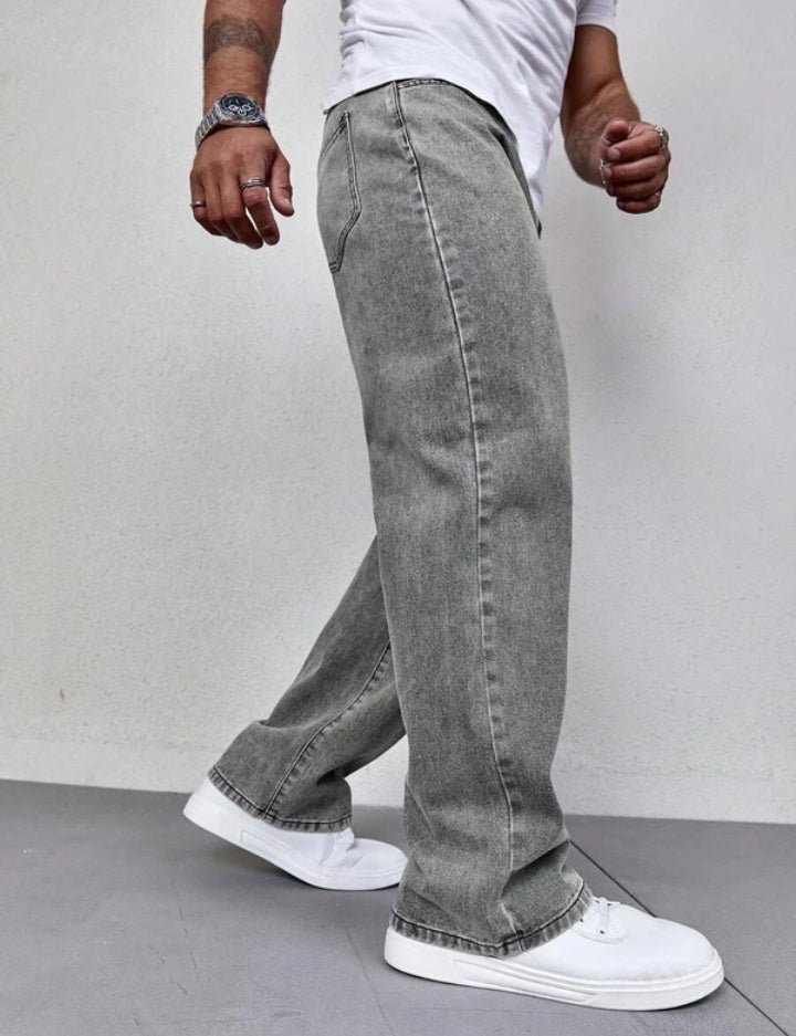 loose fit mid grey jeans