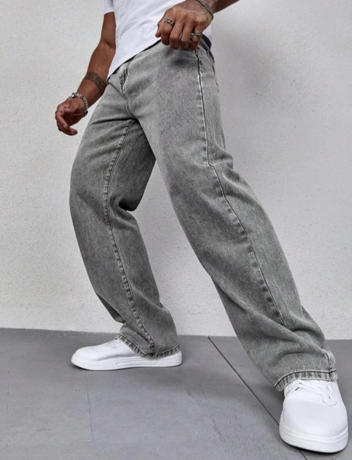 loose fit mid grey jeans