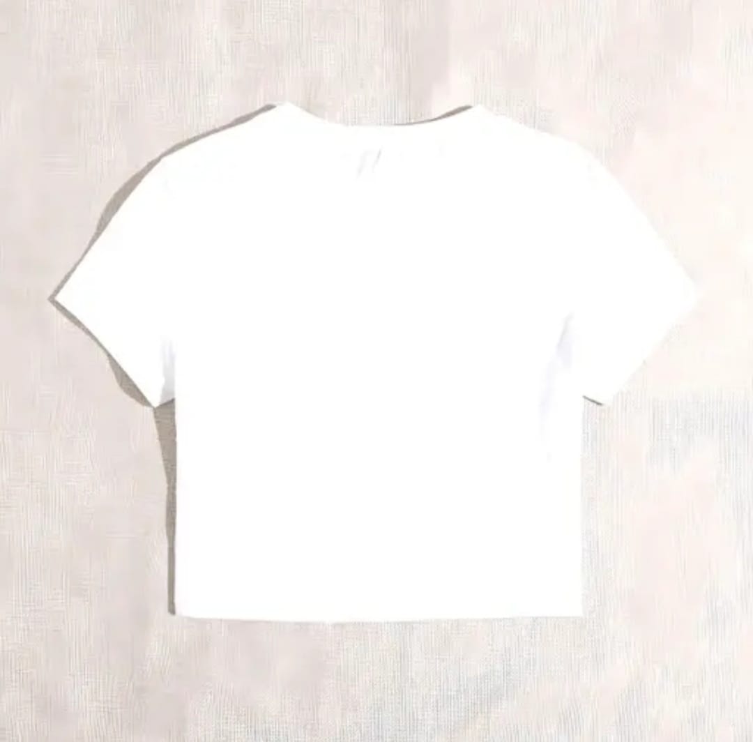 trendy white cotton graphic printed women's crop t-shirt