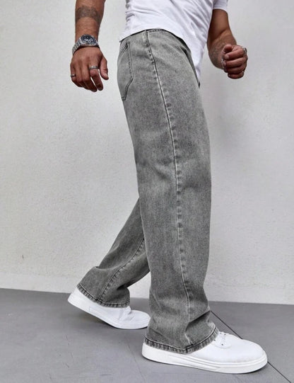 loose fit mid grey jeans
