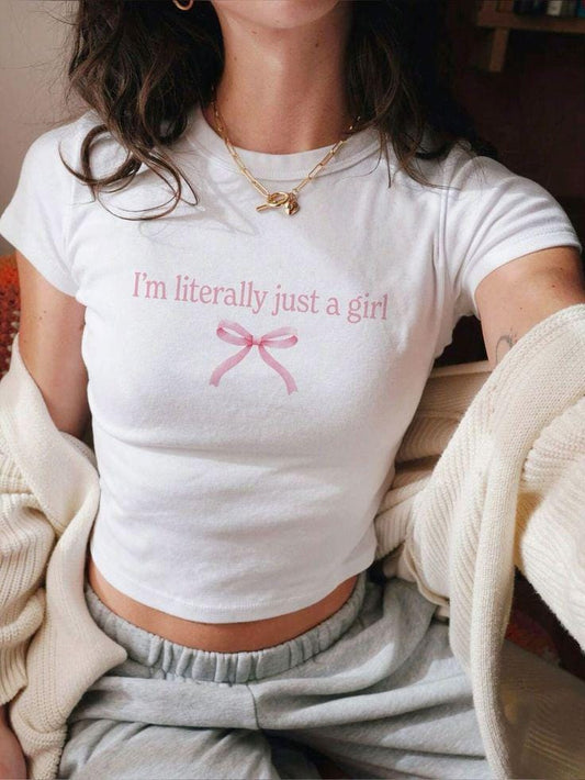 trendy white cotton graphic printed women's crop t-shirt